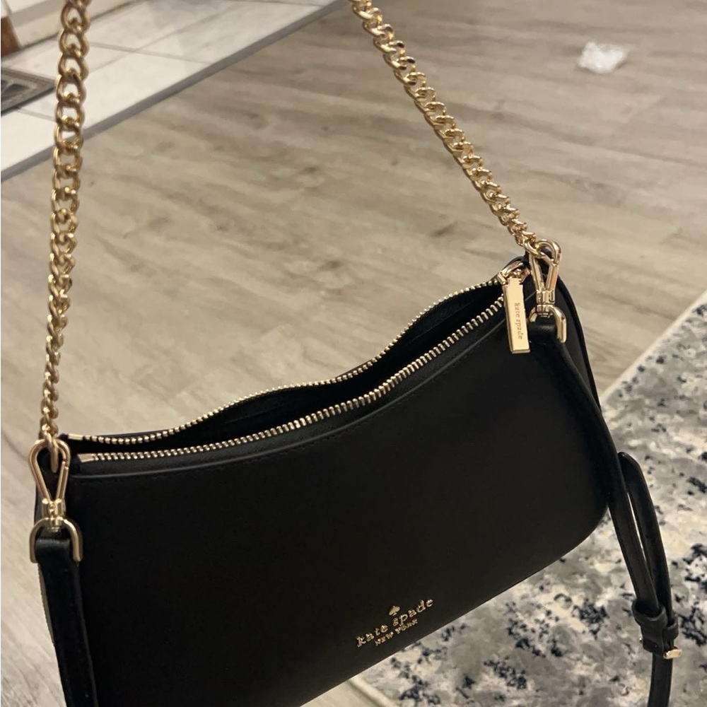 Kate Spade Black and Gold Shoulder Bag with Chain Strap